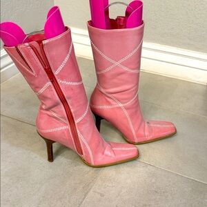 Beautiful Pink Leather Boots (Made in Italy)🩷